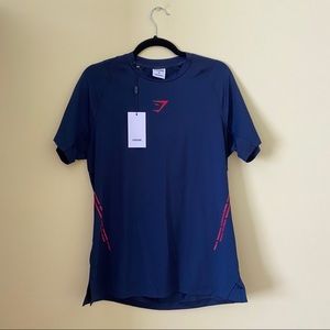 Gymshark Navy Blue & Red Workout Tee